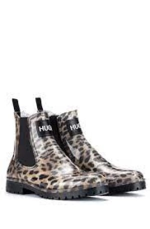 Image of Hugo Boss Tabita Leopard Print Rain Boot Beige Size 8 Women