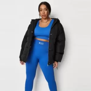 Image of Missguided Belted Puffer Hooded - Black