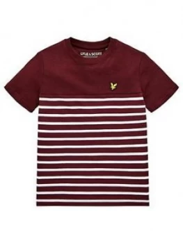 image of Lyle & Scott Boys Short Sleeve Breton Stripe T-Shirt - Wine