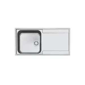 Image of Single Bowl Chrome Stainless Steel Kitchen Sink with Right Hand Drainer - Franke Maris