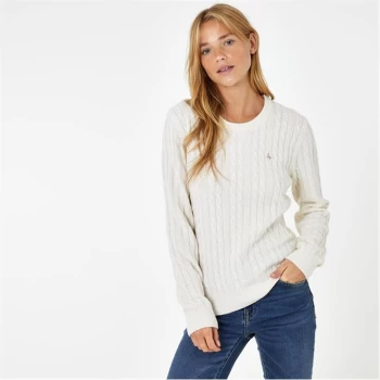 image of Jack Wills Tinsbury Merino Wool Cable Knitted Jumper - Vintage Wht