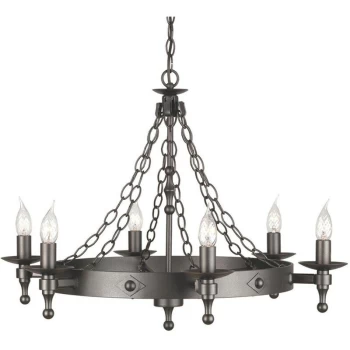 image of Warwick - 6 Light Chandelier Graphite Black Finish, E14 - Elstead