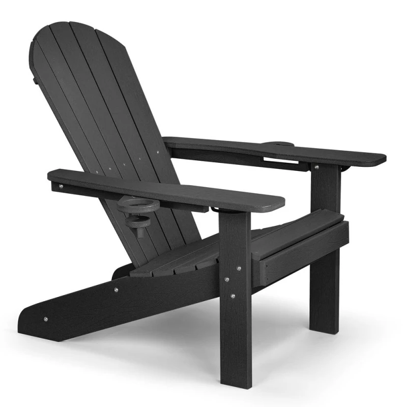 Image of VonHaus Westport Reclining HDPE Adirondack Garden Chair in Black Size: 1 Pack Black Unisex 1 Pack