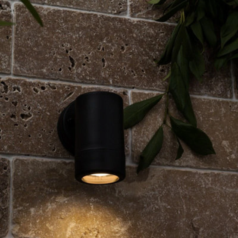 Image of Valuelights Mellor Modern Ip44 Rated Black Outdoor Garden Down Wall Light - Includes LED Dusk To Dawn Sensor Bulb 4000K