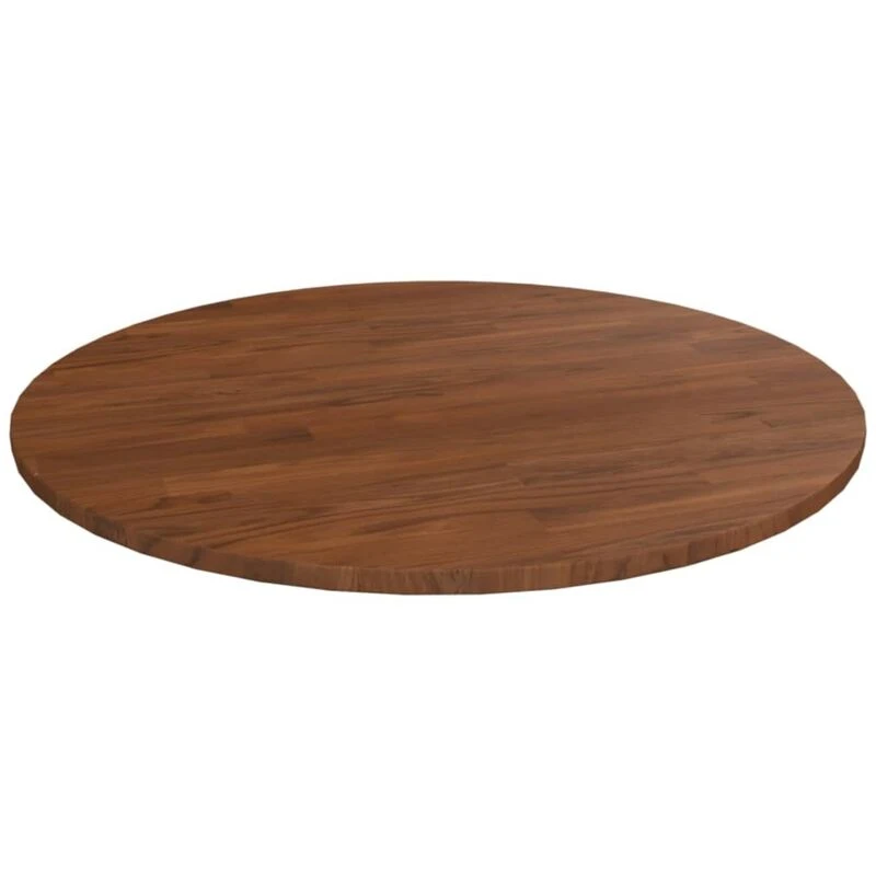 Image of Vidaxl Round Table Top Dark Brown Ã?80X1.5cm Treated Solid Wood Oak, Brown 342970