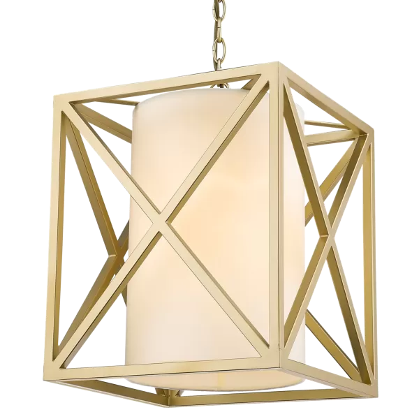 image of New York Wire Frame Pendant Ceiling Light Gold, E27