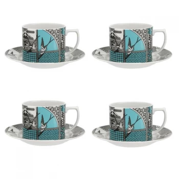 image of Spode Spode PW Willow Cup and Saucer - Teal