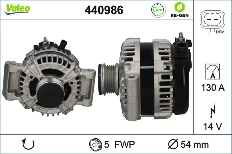 Image of VALEO 440986 Generator VALEO RE-GEN REMANUFACTURED Alternator Charging Current: 130A, Voltage: 14V Alternator (4)