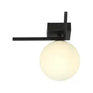 Image of Emibig Imago Black Globe Ceiling Light with White Glass Shades, 1x E14