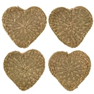 image of Sass & Belle (Set of 4) Heart Seagrass Coasters