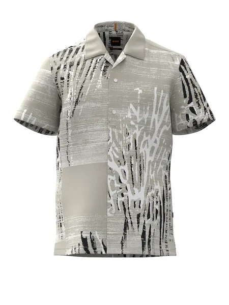 Image of BOSS Orange Rayer Printed Woven Shirt - L Beige Shirts male 50513241-272 L