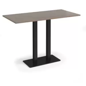Image of Eros rectangular poseur table with flat Black rectangular base and twin uprights 1600mm x 800mm - barcelona walnut