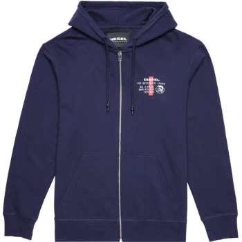 image of Diesel Logo Zup Thru Hoodie - Navy 8AT