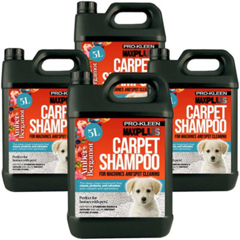 Image of ProKleen Carpet Cleaning Shampoo Odour Remover Amber & Bergamot Scent 4 x 5L Clear unisex