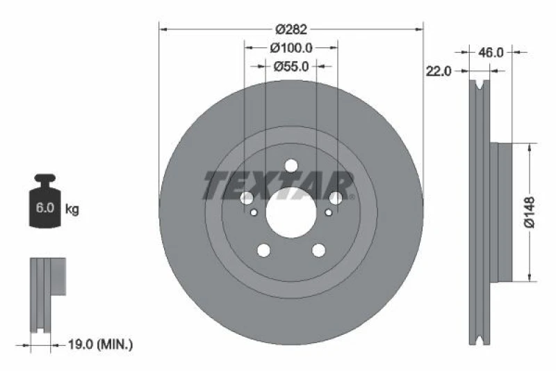 Image of Brake disc TEXTAR 92333503