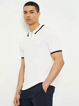 Image of Burton Menswear London Burton Slim Fit Short Sleeve Tipped Polo, White Size M Men