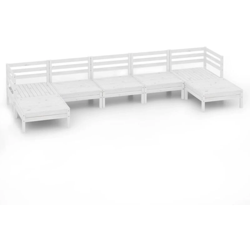 Image of VIDAXL 7 Piece Garden Lounge Set White Solid Wood Pine Vidaxl 8720286691007