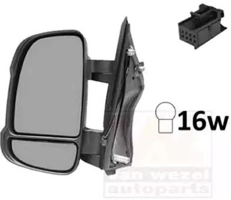 Image of VAN WEZEL 0983801 Wing mirror * HAGUS * Left, black, Short mirror arm Outside Mirror (50)