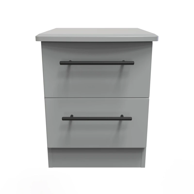 Image of Howard 2 Drawer Bedside Cabinet In Dusk Grey (Ready Assembled)