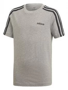 image of Adidas Youth 3 Stripe T-Shirt - Grey/Black