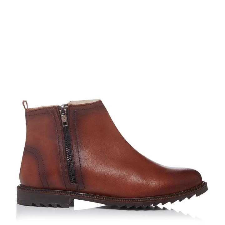 Image of Bertie Dark Brown Leather 'Prestley' Biker Boots - 3