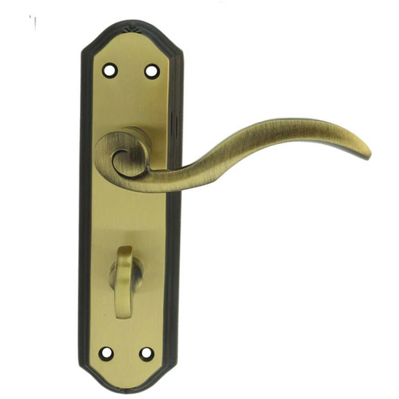 Image of Loops PAIR Spiral Sculpted Lever on Bathroom Backplate 180 x 48mm Florentine Bronze Multi