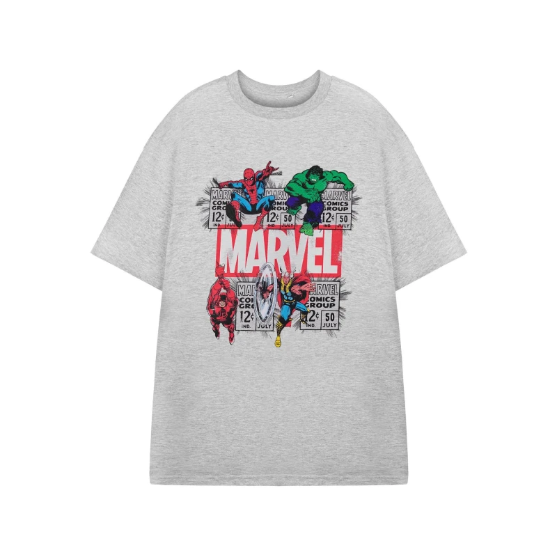 Image of Marvel Marvel Men Short Sleeved T-Shirt in Grey Size: Small Grey S Male 5063203901647