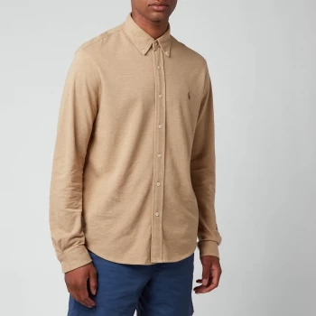 Image of Polo Ralph Lauren Mens Featherweight Mesh Shirt - Luxury Tan Heather - L