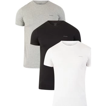 Image of Diesel 3 Pack Jake Plain Logo T-Shirts mens T shirt in Multicolour - Sizes UK S,UK M,UK L,UK XL,UK XXL