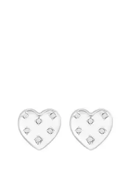 image of Lipsy Silver Large Heart Stud Earrings, Silver, Women