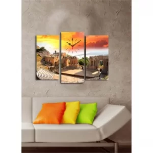 image of 3PATCS-23 Multicolor Decorative Canvas Wall Clock (3 Pieces)