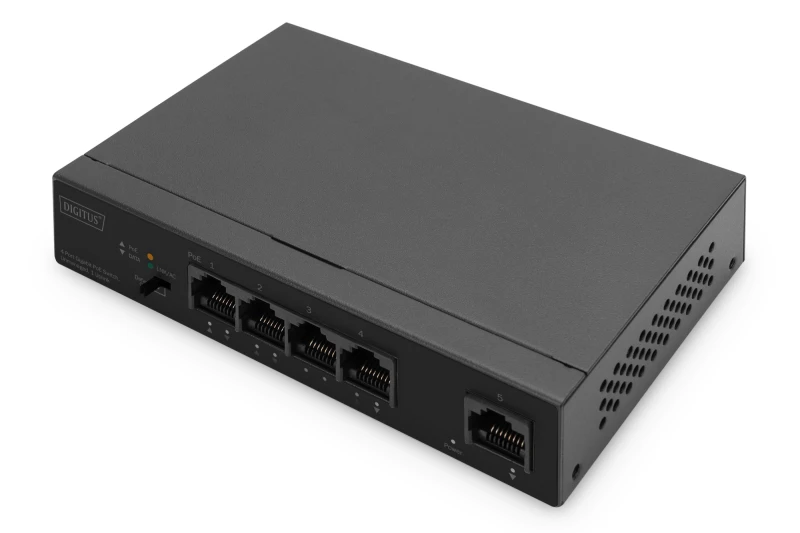 Image of Digitus 4- Port Gigabit PoE Netzwerkswitch. Desktop. unmanaged. 1 Upli