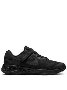 image of Nike Revolution 6 Flyease Trainers - Black/White/Grey, Black, Size 5.5