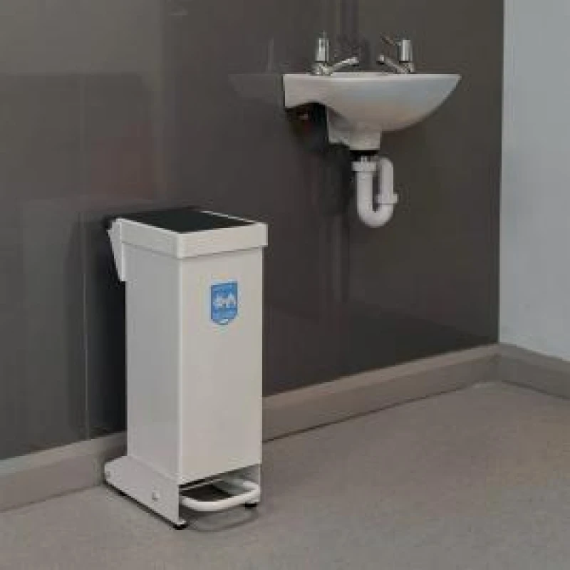 Image of Fire Retardant Steel Sackholder White Body with Black Lid 28L 410359