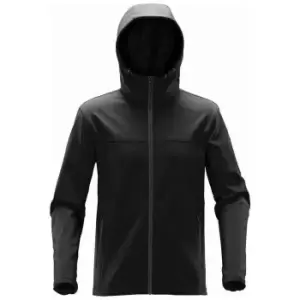 image of Stormtech Mens Orbiter Hooded Soft Shell Jacket (L) (Black/Dolphin)