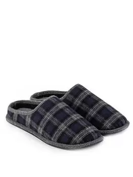 Image of TOTES Isotoner 50% Wool 360 Comfort Check Mule - Grey, Size 11, Men