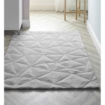 image of 3D Triangles Grey 160cm x 230cm Rectangle - Grey