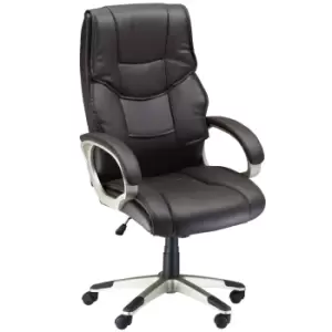 Image of HOMCOM Home Office Chair High Back Computer Desk Chair with Faux Leather Adjustable Height Rocking Function Brown
