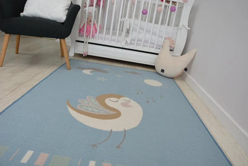 Image of RugsX Carpet For Kids Loko Bird Blue Anti Slip 120X170 Cm