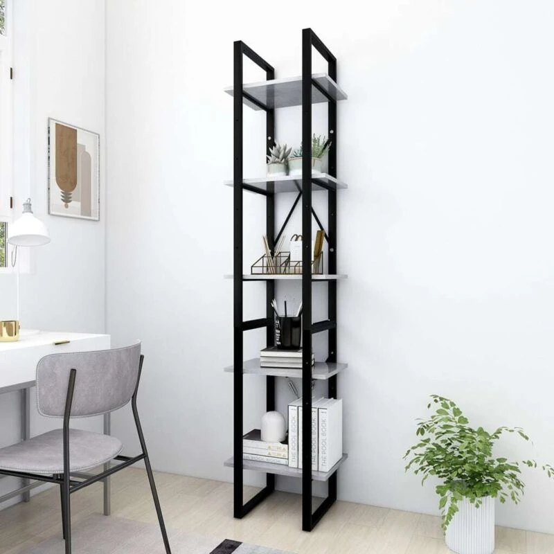 Image of VIDAXL 5-Tier Book Cabinet Concrete Grey 40x30x175cm Engineered Wood vidaXL 8720286649282