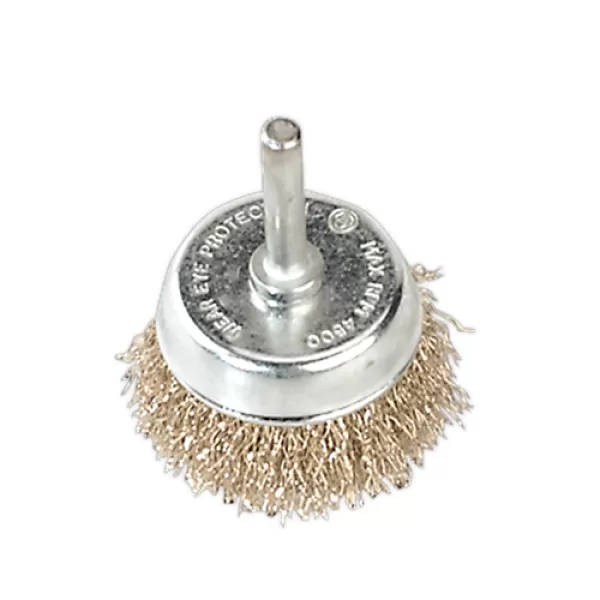 image of Genuine SEALEY SCB50 Wire Cup Brush &#216;50mm with 6mm Shaft