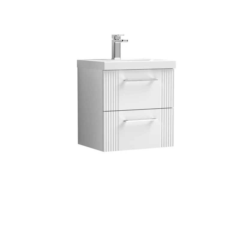 Image of Balterley 2 Drawer Wall Hung Vanity Unit MidEdge Basin White 500mm White