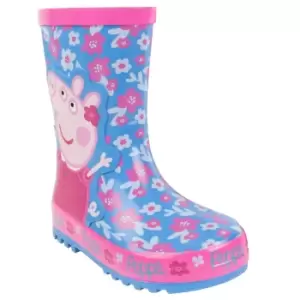 Image of Peppa Pig Official Girls Flower Character Wellies (4 UK Child) (Blue/Pink)