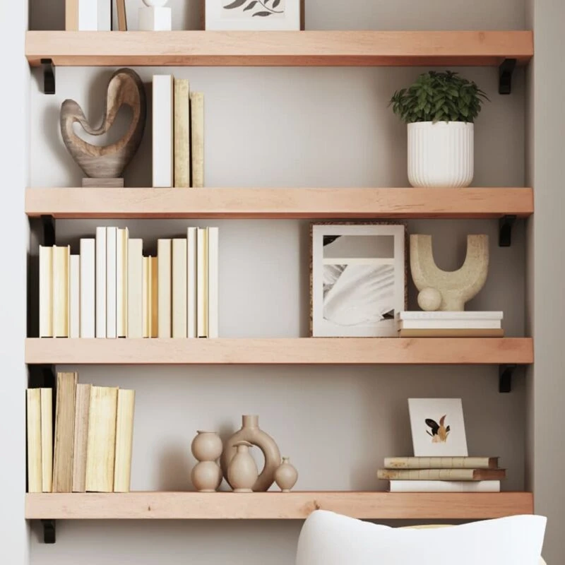 Image of VIDAXL Wall Shelf 80x20x6cm Untreated Solid Wood Oak Vidaxl 8720845812621