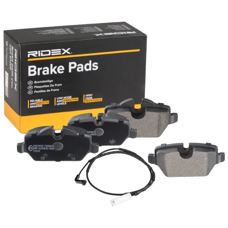 Image of RIDEX 402B1773 Brake pad set Rear Axle, incl. wear warning contact, with bolts/screws Brake Pad Set,disc brake (402)