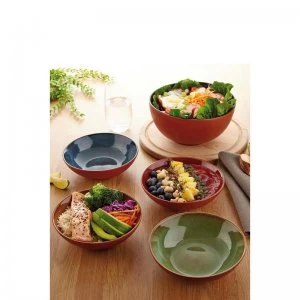 image of 5 Piece Reactive Glaze Terracotta Salad/Pasta Set