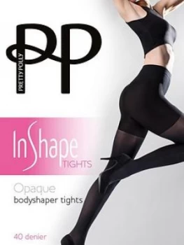 Image of Pretty Polly Opaque Bodyshaper Tights - Black, Size XL, Women