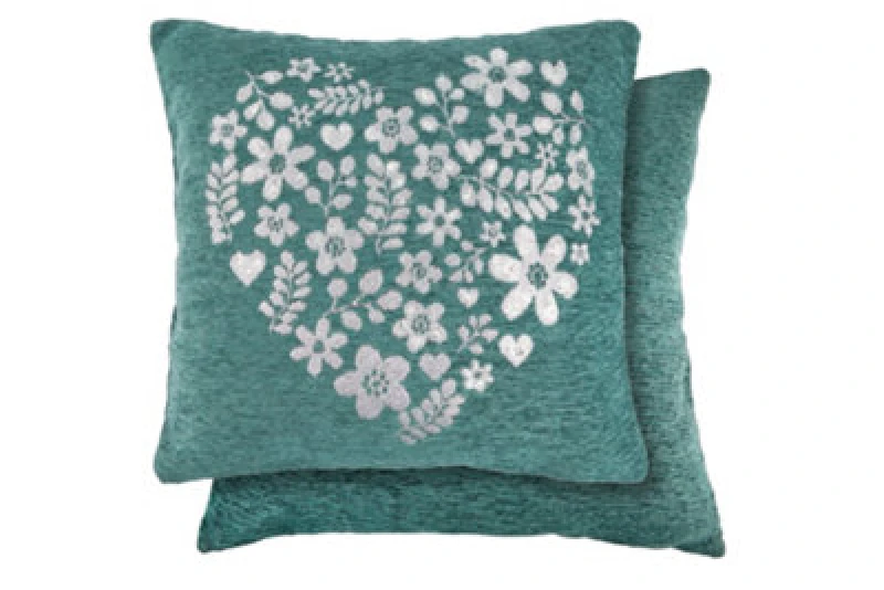 Image of Love Heart Cushion Cover In Aqua Teal