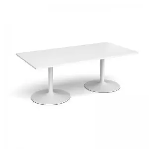 Image of Trumpet base rectangular boardroom table 2000mm x 1000mm - white base