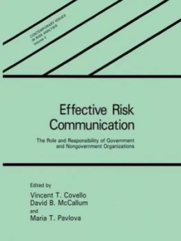 Image of Effective Risk Communication by V.T. Covello Book